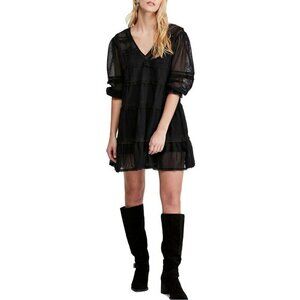 Free People Berlin Trapeze  Embroidered Semi Sheer Lace Slip Mini Dress XS New